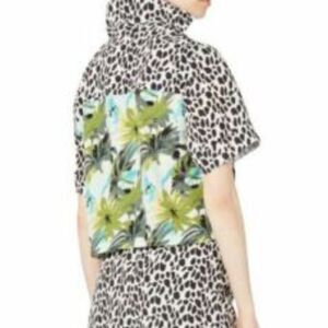 Kendall & Kylie Leopard Print Crop Top Button Down- Size small